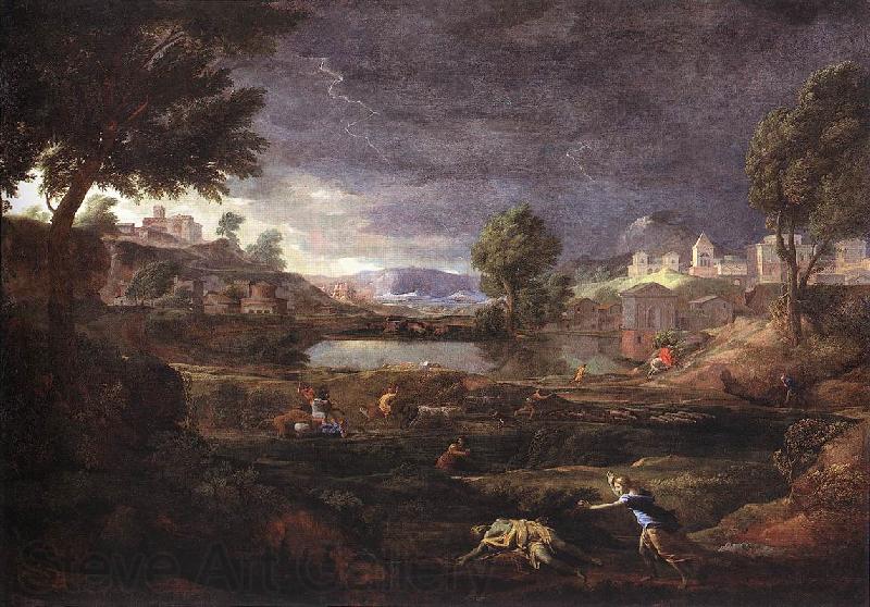 Nicolas Poussin Strormy Landscape Pyramus and Thisbe Norge oil painting art